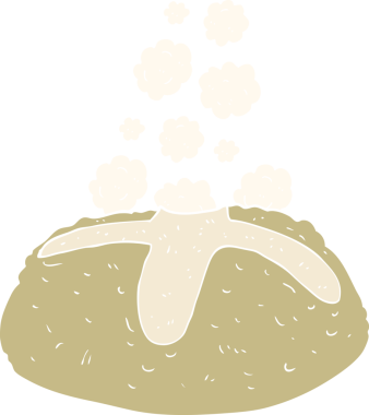 Bir insan tarafından çizilmiş bir somun ekmeğin düz renk çizimi