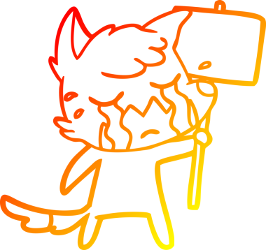 Bir insan tarafından çizilmiş levhalı ağlayan tilki çizgi filmi.