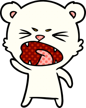 Bir insan tarafından çizilmiş kızgın kutup ayısı çizgi filmi.