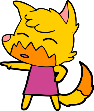 Bir insan tarafından çizilmiş tilki çizgi film karakteri