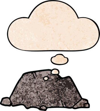 Bir insan tarafından çizilmiş grunge desenli düşünce baloncuklu karikatür rock.