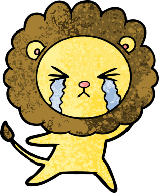 Bir insan tarafından çizilmiş ağlayan bir aslan.