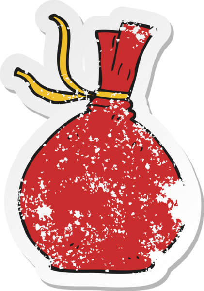 Bir insan tarafından çizilmiş Noel Baba Çuvalı çizgi filminin gerilimli yapıştırması.