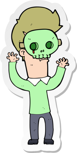 Bir insan tarafından çizilmiş kafatası maskeli bir adamın çıkartması.