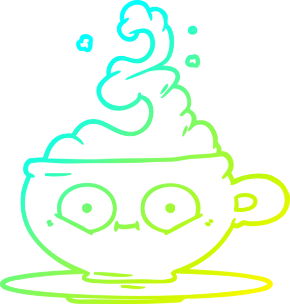 Bir insan tarafından çizilmiş bir fincan sıcak kahvenin soğuk gradyan çizimi