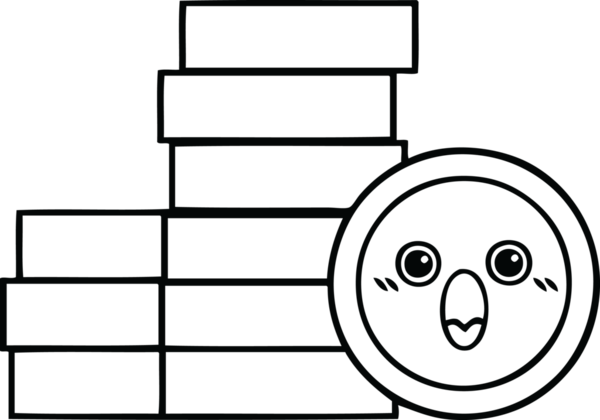 Bir insan tarafından çizilmiş bozuk paraların çizgi çizimi