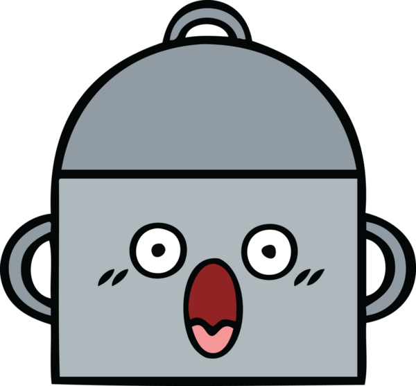 Bir insan tarafından çizilmiş güzel bir yemek tenceresi karikatürü.