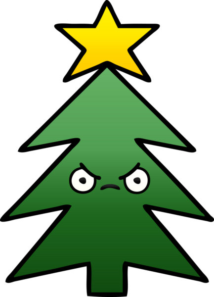 Bir insan tarafından çizilmiş bir noel ağacının gölgeli karikatürü.