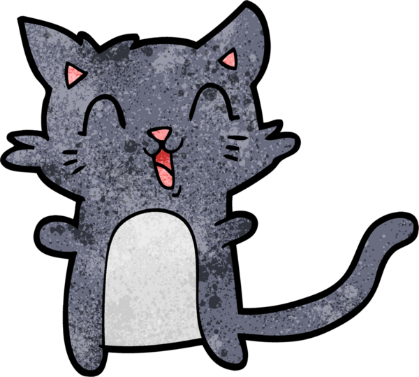 Bir insan tarafından çizilmiş mutlu bir kedi.