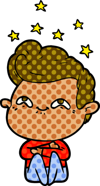 Bir insan tarafından çizilmiş heyecanlı bir çizgi film.