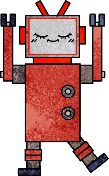 Bir insan tarafından çizilmiş bir robotun retro grunge dokusu