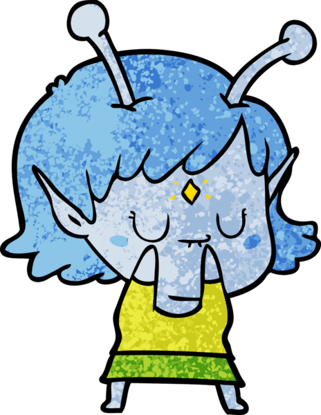 Bir insan tarafından çizilmiş uzaylı kız.