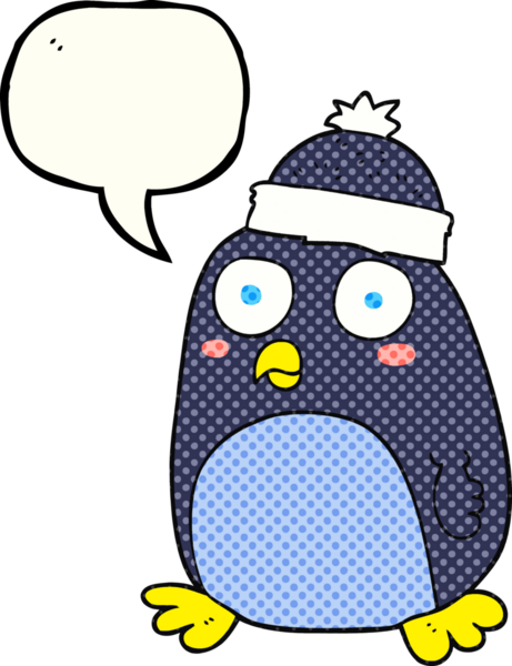 Bir insan tarafından çizilmiş serbest çizilmiş çizgi roman konuşma balonu pengueni.