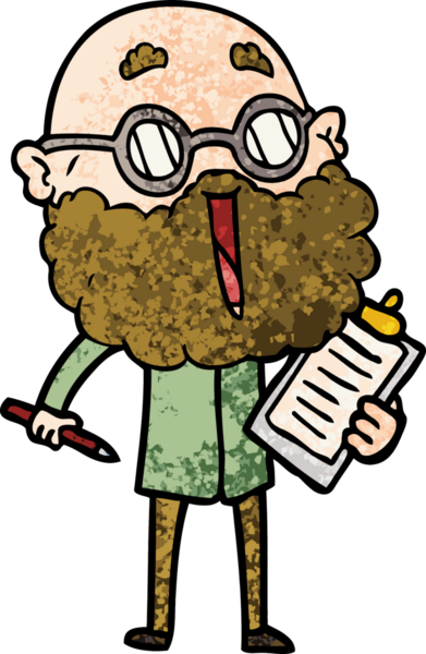 Bir insan tarafından çizilmiş sakallı neşeli bir adam.