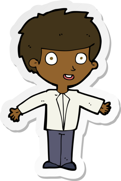 Bir insan tarafından çizilmiş mutlu bir çocuğun çıkartması.