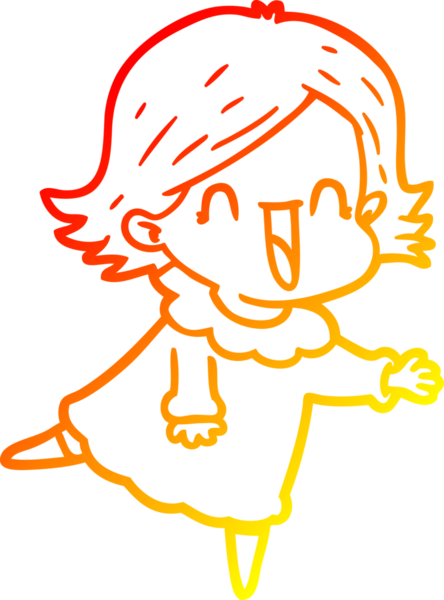 Bir insan tarafından çizilmiş mutlu bir kadının çizgi çizimi.