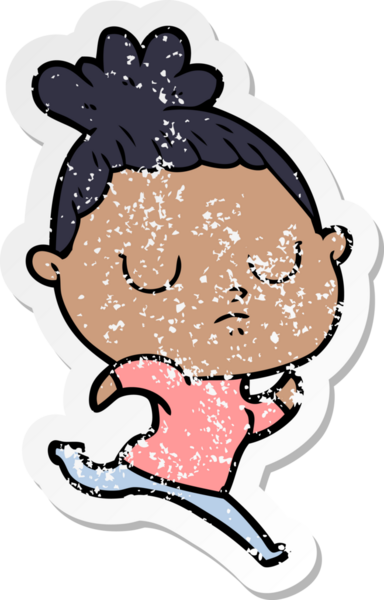 Bir insan tarafından çizilmiş sakin bir karikatür çıkartması.