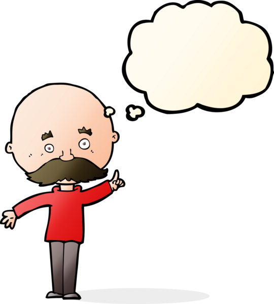 Bir insan tarafından çizilmiş düşünce balonlu kel bir adam.