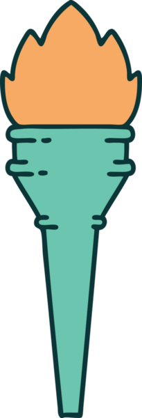 Bir insan tarafından çizilmiş bir meşalenin ikonik dövme şekli