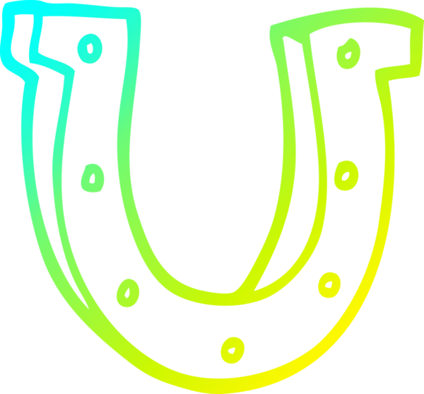 Bir insan tarafından çizilmiş altın renkli çizgi bir at nalı.