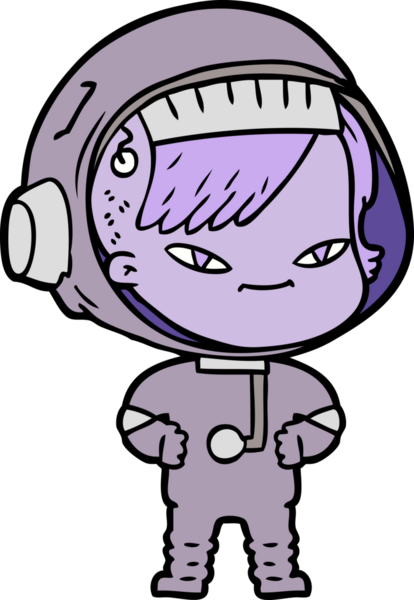 Bir insan tarafından çizilmiş astronot kadın.