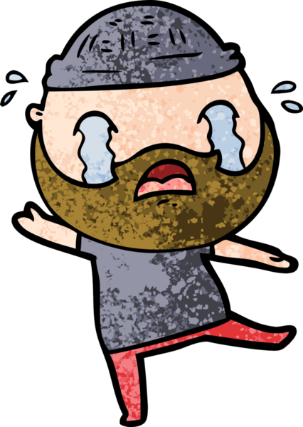 Çizgi film sakallı adam bir insan tarafından çizilmiş ağlıyor.