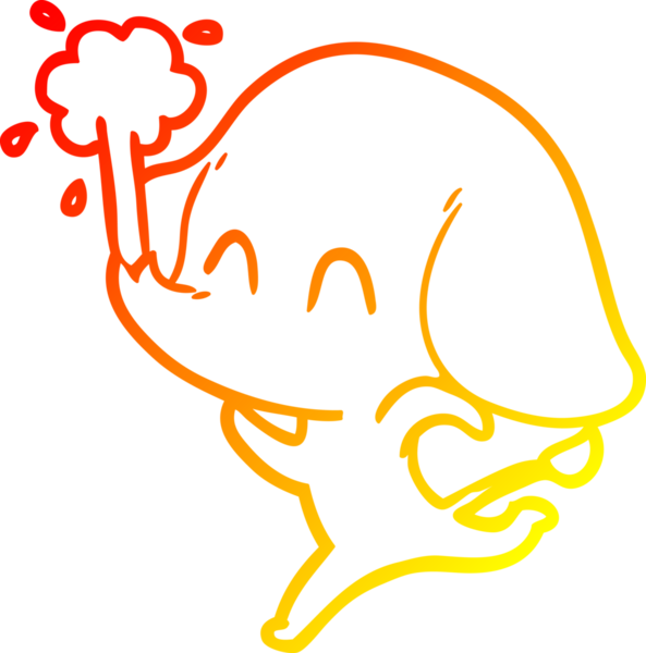 Bir insanın çizdiği suyu püskürten sevimli bir filin sıcak çizgi çizgisi.