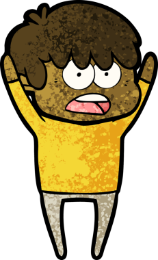 Bir insan tarafından çizilmiş endişeli çizgi film çocuğu.