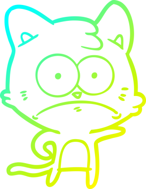 İnsan tarafından çizilmiş bir çizgi film çizimi. Sinirli bir kedi.