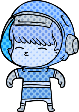 Bir insan tarafından çizilmiş meraklı astronot çizgi filmi.