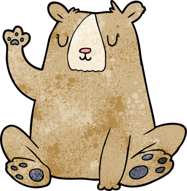 Bir insan tarafından çizilen çizgi film ayısı.