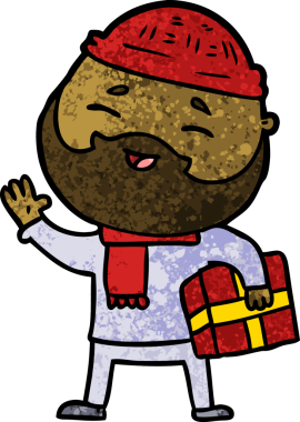 Bir insan tarafından çizilmiş mutlu sakallı bir adam.