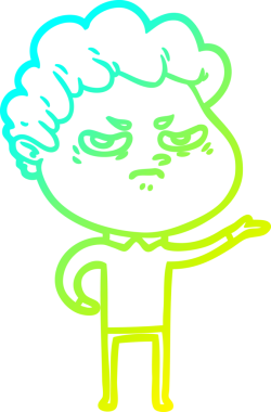 Bir insan tarafından çizilmiş kızgın bir adamın soğuk çizgi çizimi.