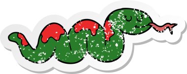 Bir insan tarafından çizilmiş çizgi film yılanının sıkıntılı çıkartması.