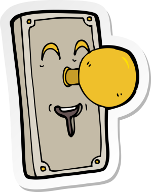 Bir insan tarafından çizilmiş karikatür kapı kolunun çıkartması.