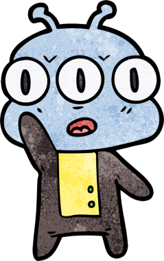 karikatür üç gözlü uzaylı bir insan tarafından çizildi.