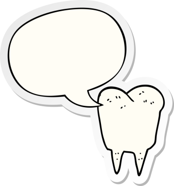 Bir insan tarafından çizilmiş balon çıkartmalı çizgi film dişleri.