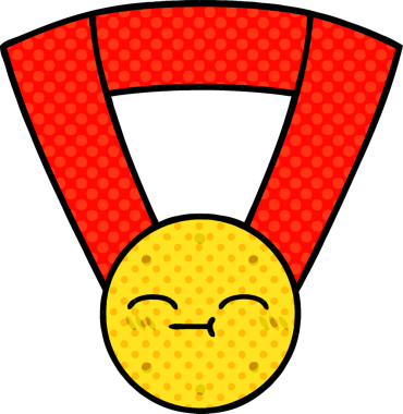 Bir insan tarafından çizilmiş altın madalyanın karikatürü.