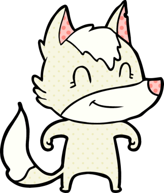 Bir insan tarafından çizilmiş dost canlısı bir kurt.