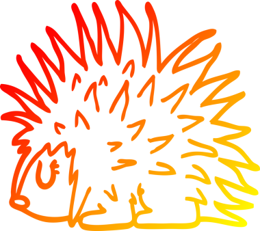 Bir insan tarafından çizilmiş sivri dikenli kirpinin sıcak çizgi çizimi