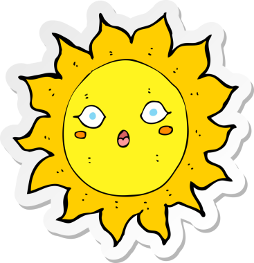 Bir insan tarafından çizilmiş bir çizgi film güneşinin çıkartması.