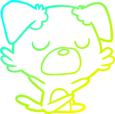 Bir insan tarafından çizilen çizgi film köpeğinin soğuk gradyan çizgisi.