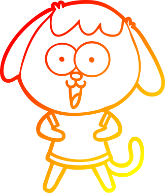 Bir insan tarafından çizilmiş sevimli bir köpeğin sıcak çizgi çizgisi.