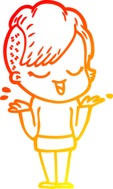 Bir insan tarafından çizilmiş mutlu bir çizgi film kızı çizimi