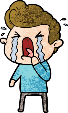 Bir insan tarafından çizilmiş ağlayan bir karikatür.