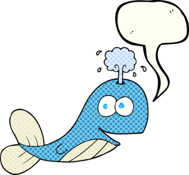 Bir insan tarafından çizilmiş karikatür balinası.