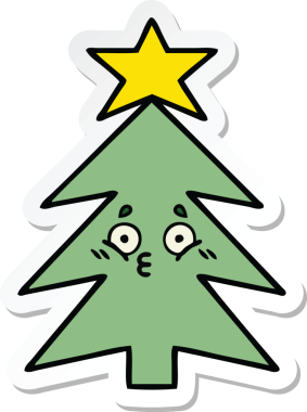 Bir insan tarafından çizilmiş şirin bir noel ağacının çıkartması.