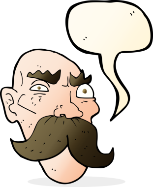 Bir insan tarafından çizilmiş konuşma balonlu kızgın yaşlı adam çizgi filmi.