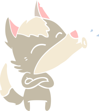 Uluyan Kurt düz renkli çizgi film bir insan tarafından çizildi.