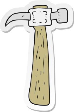 Bir insan tarafından çizilmiş bir karikatür çekicin çıkartması.